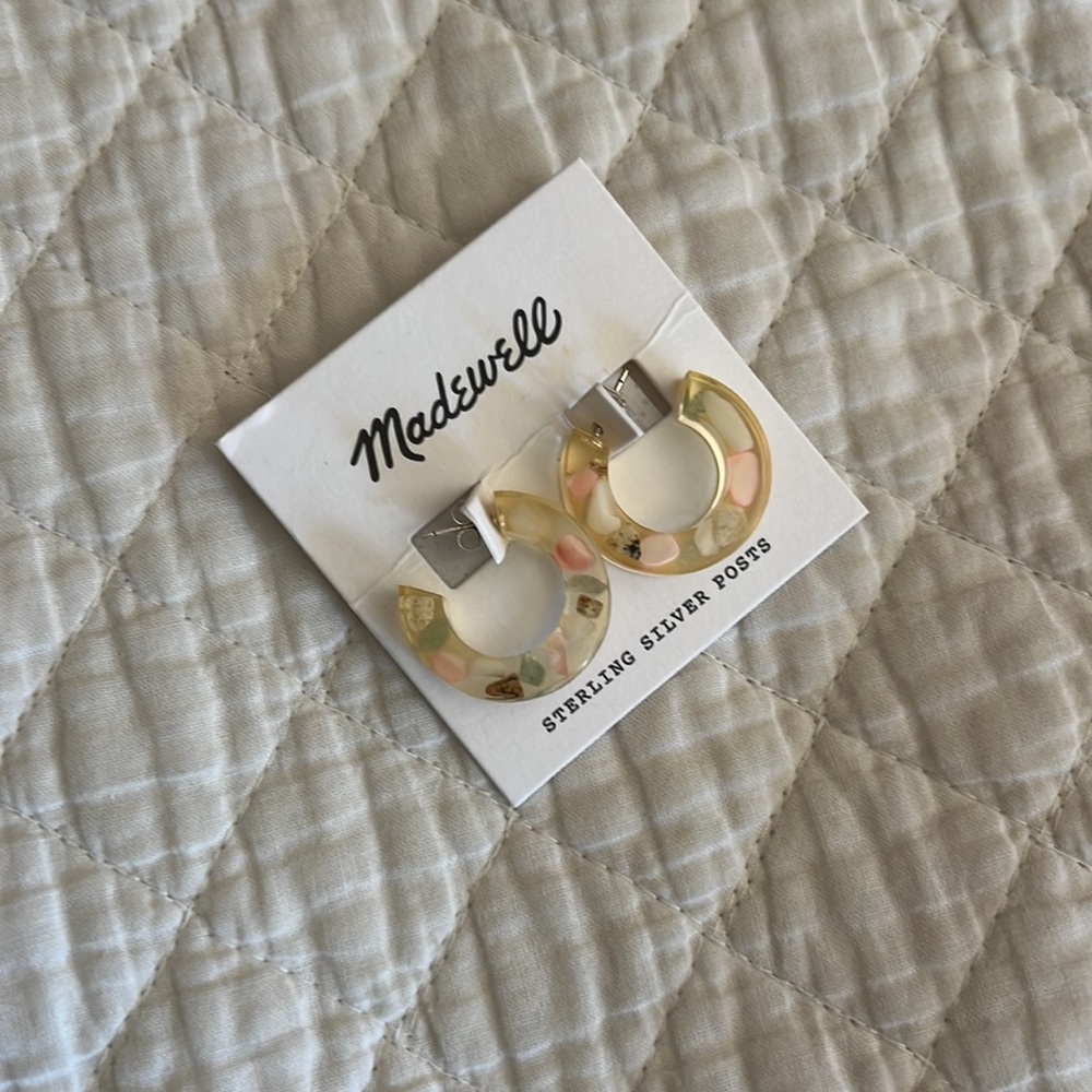 Madewell Confetti Acetate Hoop Earrings Blush Multi